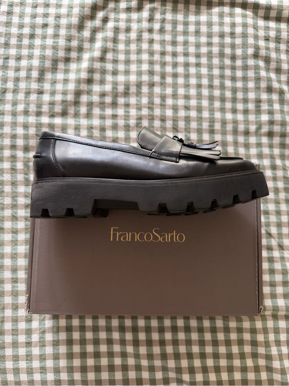 Franco Sarto Bersa Black Leather Tassel Loafers
